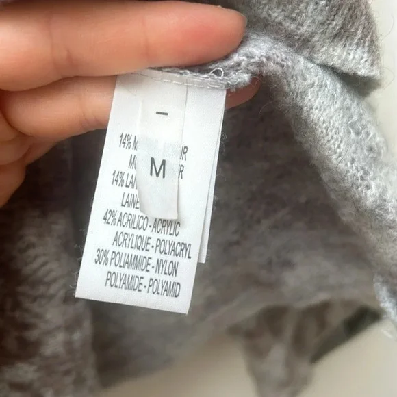 Susy Mx Grey floral sweater tunic, mohair wool blend, asymmetrical, size medium - Picture 5 of 8